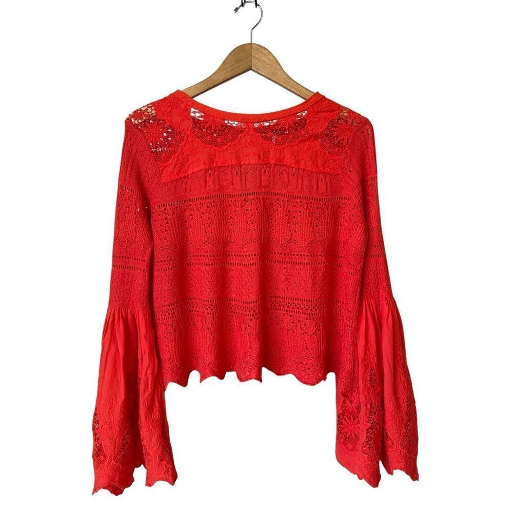 Free People Red Once Upon A Time Lace Top - Picture 4 of 11